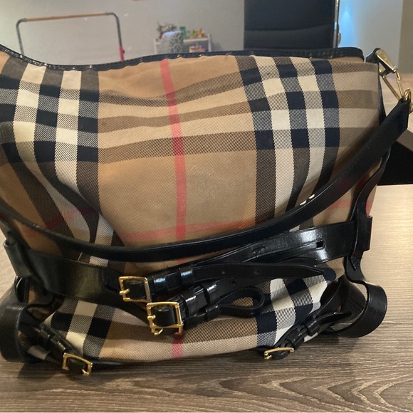 Burberry Bridle Lynher check Leather Buckle Tote Bag Purse - Picture 10 of 16